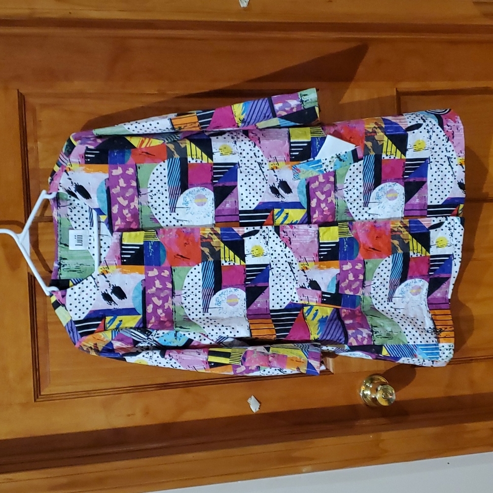 Multi-Color Textured Cotton Jacket. 3/4 Sleeve LUII Sz M